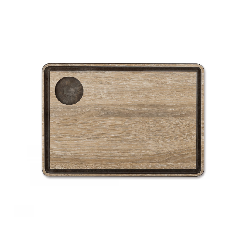 Tábua salsera marrom para servir com canal 330 x 230 mm