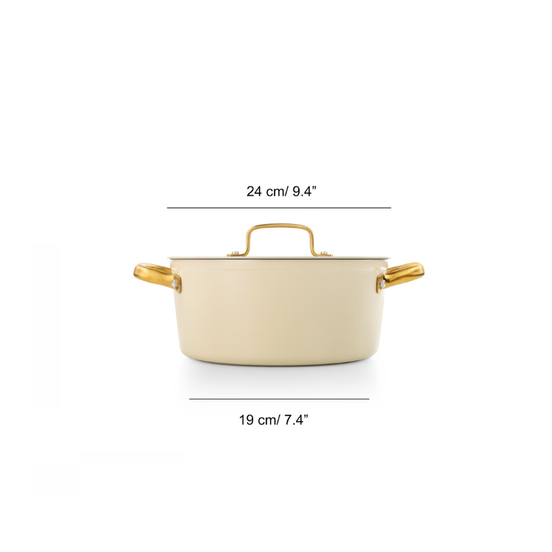 Caçarola Antiaderente Cerâmica Série Samoa Iconic Bege 24 cm