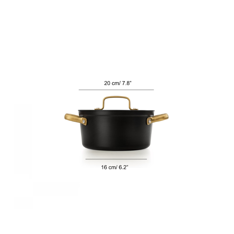 Caçarola Antiaderente Cerâmica Série Samoa Iconic Preta 20 cm
